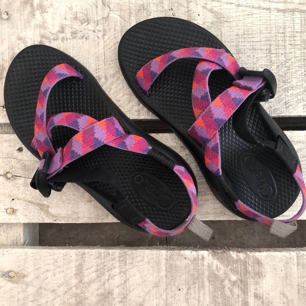 Girls pink, purple Chacos